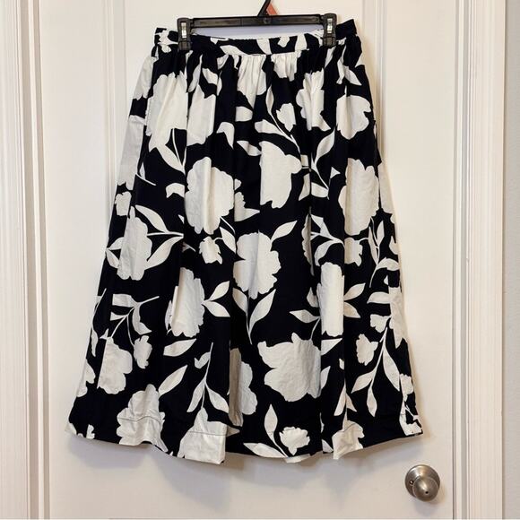 Kate Spade Black and White Floral Midi Skirt - Picture 1 of 3